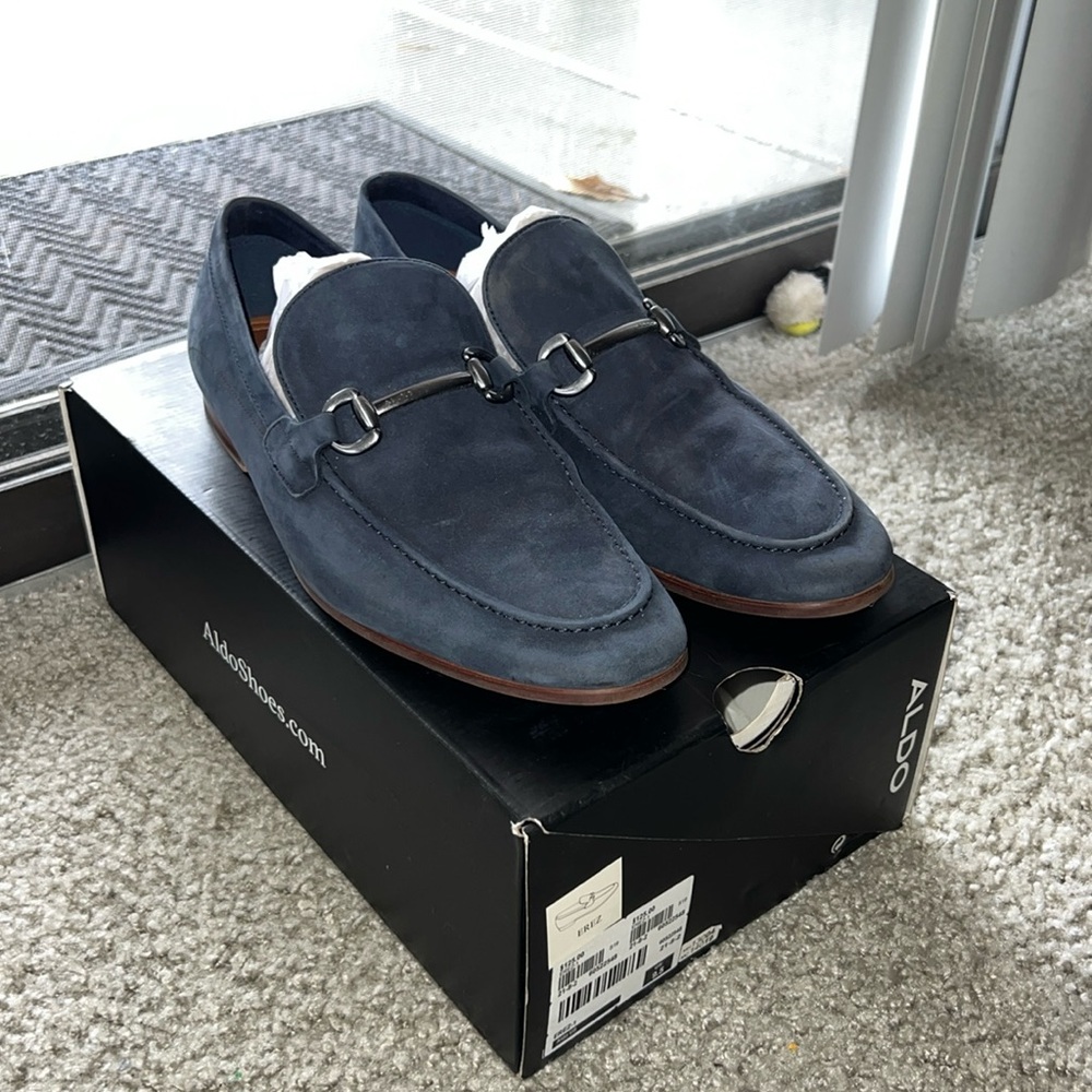 Aldo Navy Suede Loafers Mens